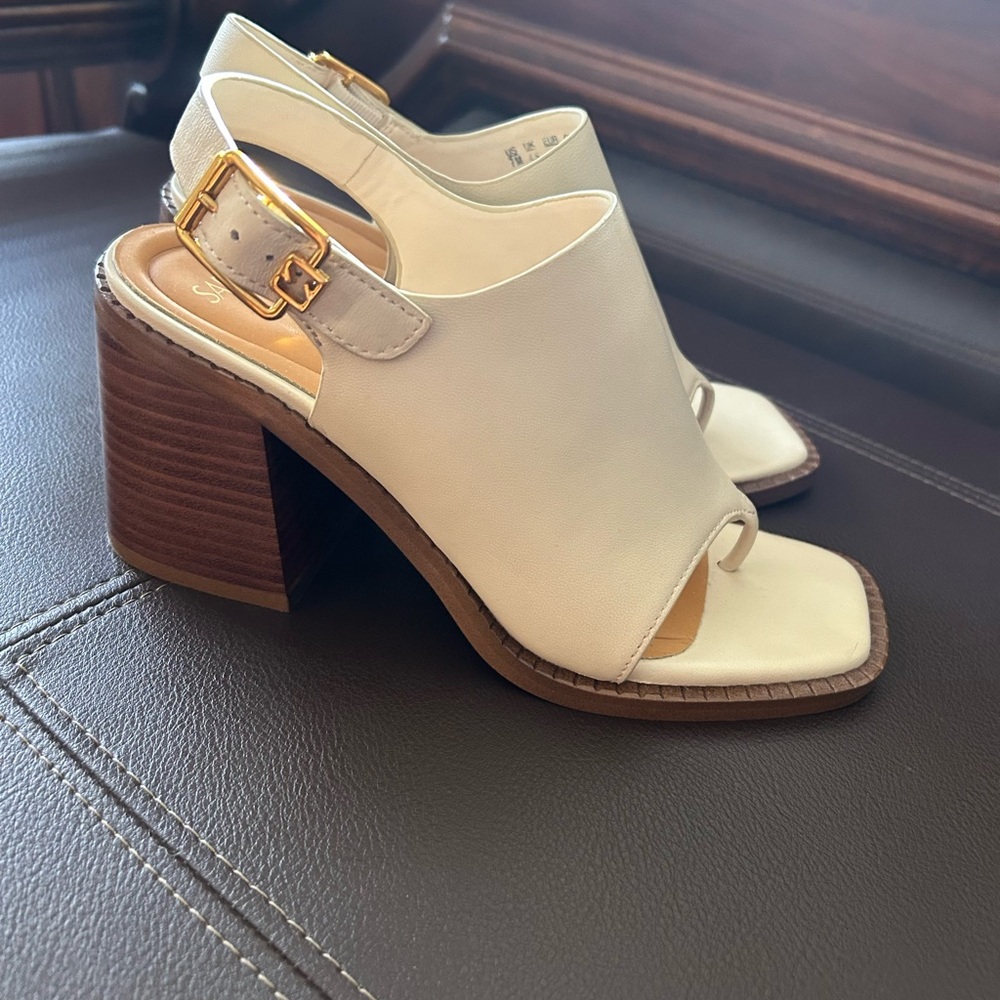 Franco Sarto Cream Block Heel Sandals